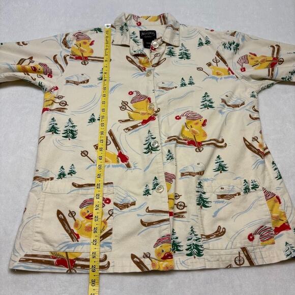 Nick & Nora Vintage Christmas Skiing Rubber Duckie Flannel Pajama Set Size XL - Picture 7 of 15